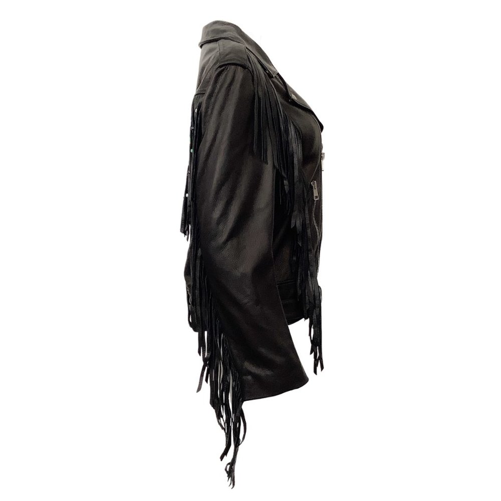 Gucci Black Leather Fringed Biker Jacket - Picture 2 of 4